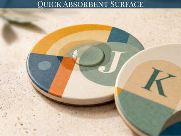 Mid Century Modern Coaster Set Retro Geometric Drink Coasters Abstract Arch Design Modern Home Decor Designer Coasters Set of 2 Set of 4