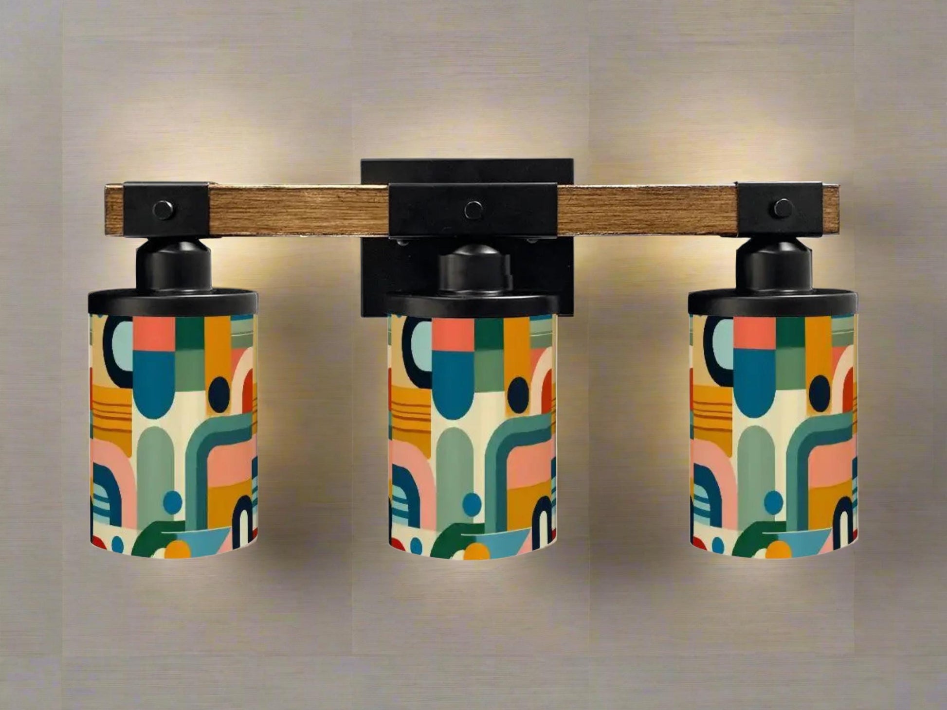 Luxury Bathroom Lighting MCM Vanity Light Fixture 3-Light Decorative Metal and Glass Restroom Light Midcentury Modern Orange Over Sink Decor