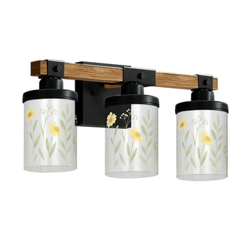 Pale Yellow Daisy Three-Light Vanity Fixture