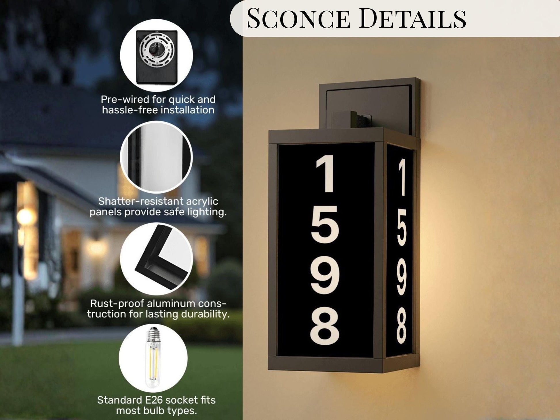modern house numbers exterior personalized address light porch light house numbers