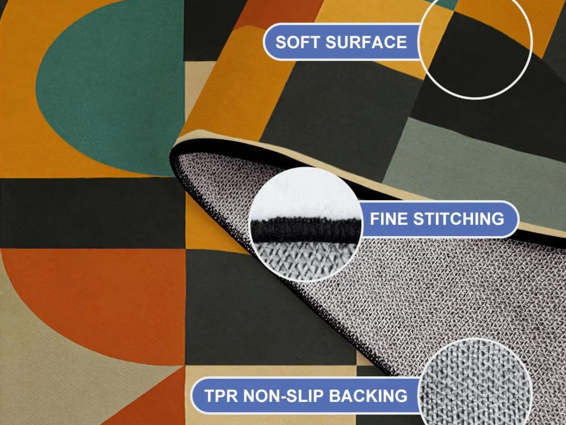 9ft x 12ft Large Area Rug Midcentury Modern Large Living Room Rug Indoor Outdoor Design Carpet 108in x 144in Family Room Rug Soft Short Pile