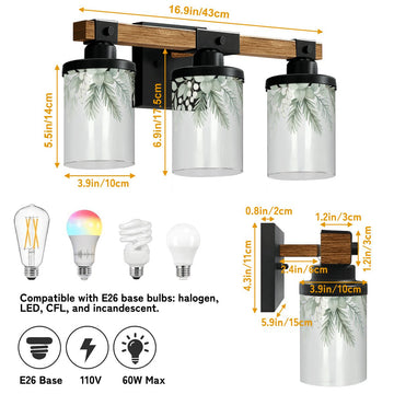 Hanging Eucalyptus Three-Light Vanity Fixture