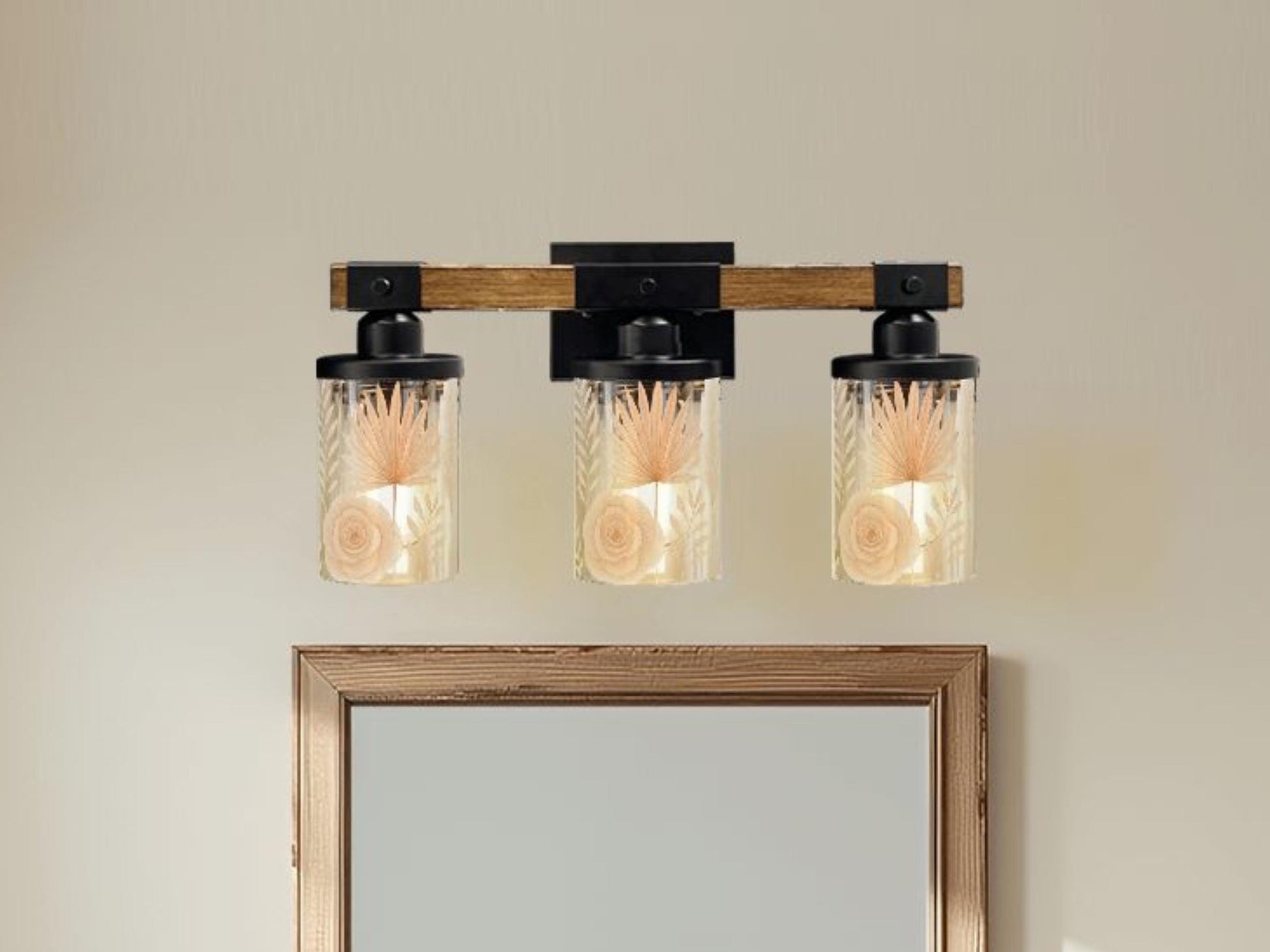 Modern Vanity Light Fixture Bathroom Lighting Desert 3-Light Decorative Metal and Glass Restroom Light Desert Orange Light Over Sink Decor