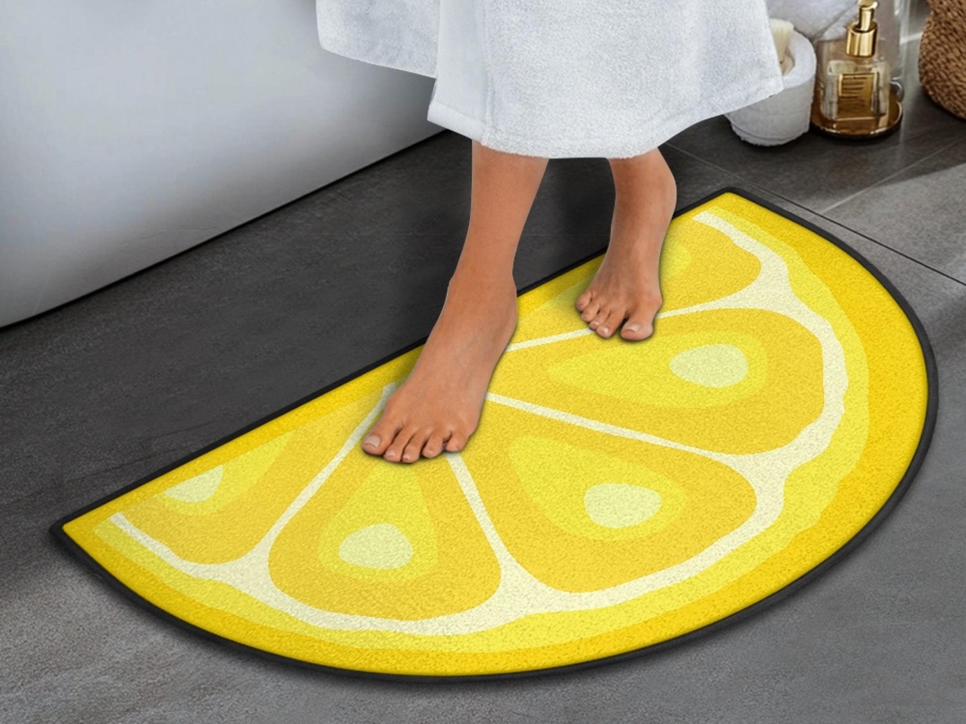 Welcome Mat Entryway Rug Semi-Circle Lem Slice Rug Indoor Modern Design Carpet Accent Welcome Mat Mid Mod Rug Soft Short Pile Midmod Rug