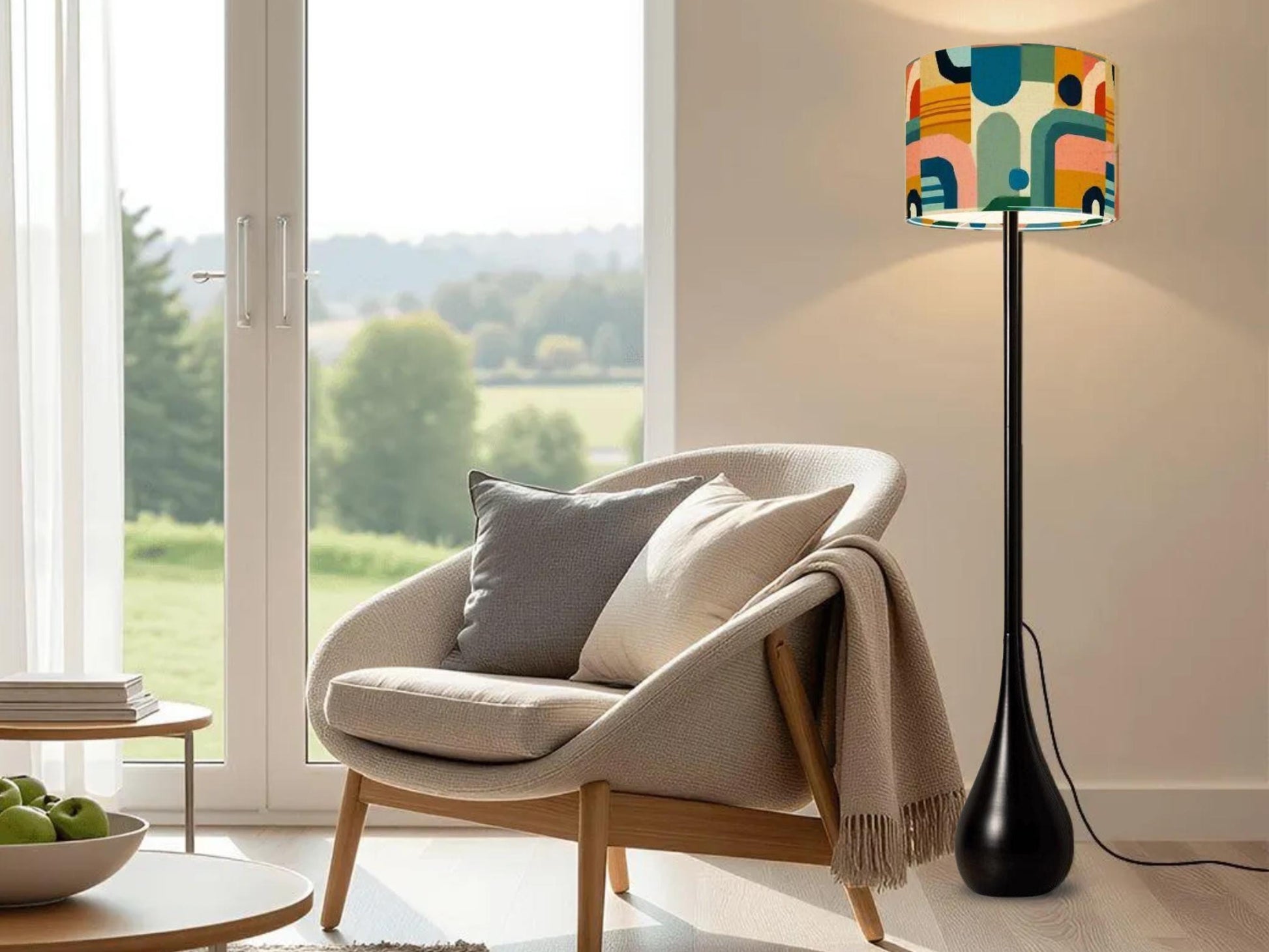Floor Lamp Remote Control Midcentury Modern Teardrop Living Room Lamp Gift Housewarming Present Idea MCM Design Bedroom Lighting Floor Lamp