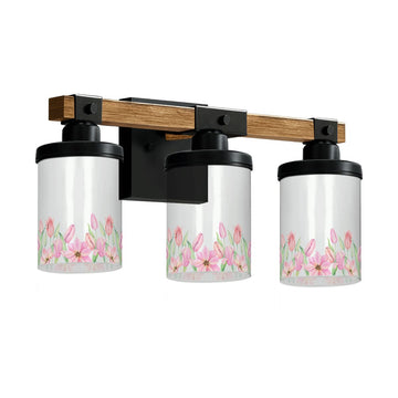 Pink Tulip Garden Three-Light Vanity Fixture