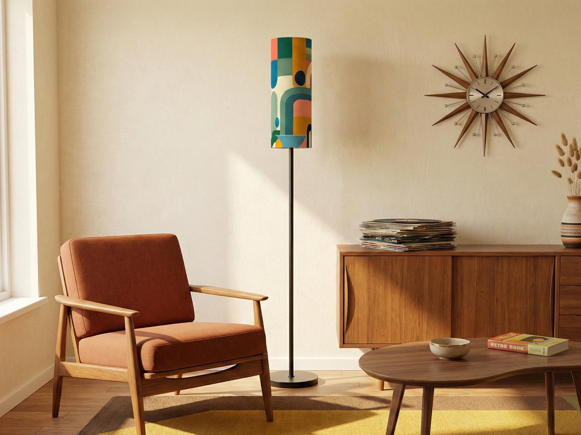 Floor Lamp Mid Century Modern Abstract Floor Lamp Retro MCM Floor Lighting Tall Lamp Geometric Minimalist Accent Lighting Vintage Mod Decor