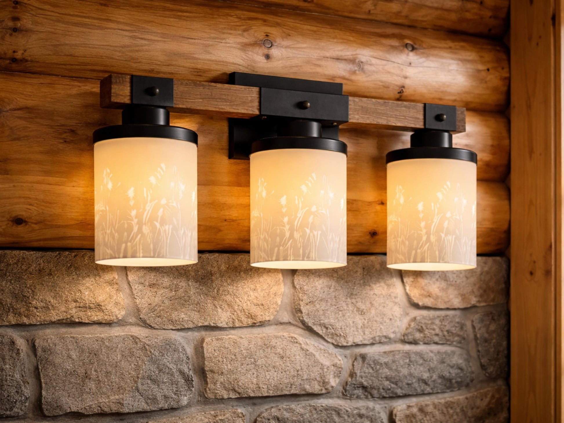 Vanity Light Fixture 3-Light Wildflower Floral Farmhouse Luxury Bathroom Lighting Flowers Metal and Glass Restroom Light Over Sink Decor
