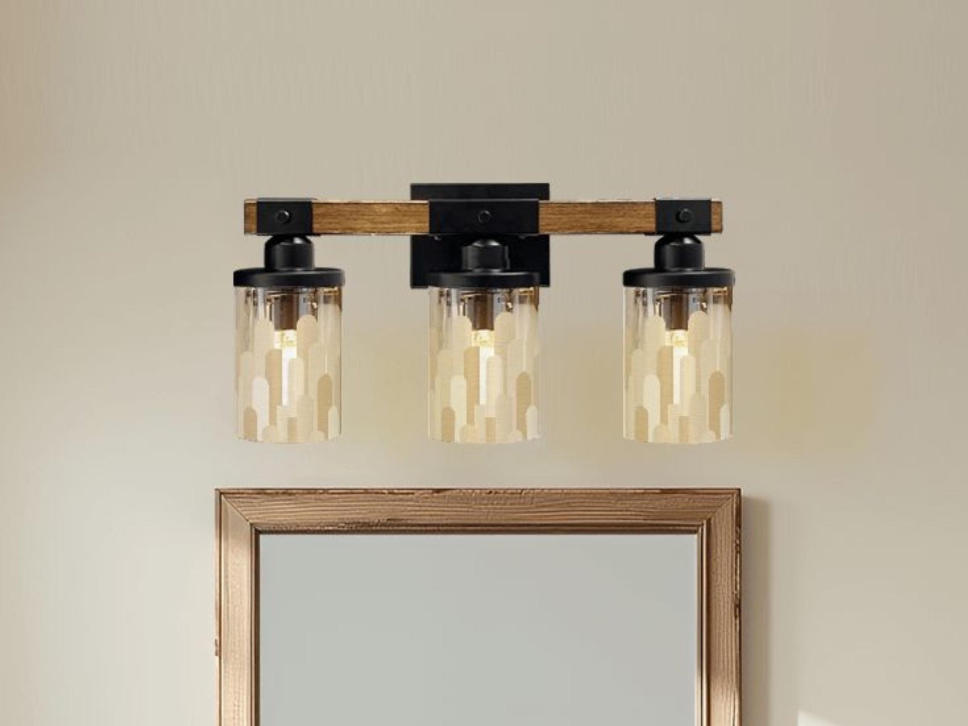 Bathroom Vanity Lighting Skyline Vanity Light Fixture 3-Light Decorative Metal and Glass Restroom Light City Sky Line Light Over Sink Decor