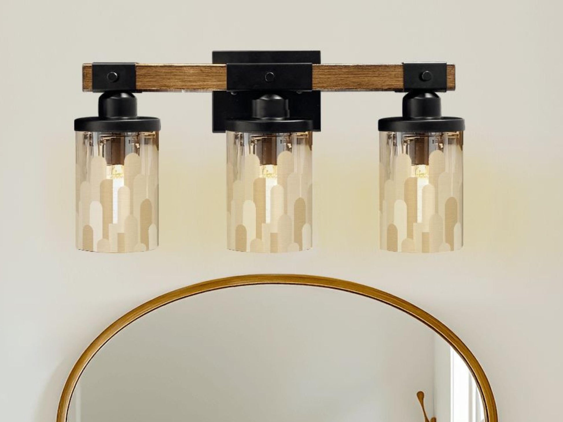 Bathroom Vanity Lighting Skyline Vanity Light Fixture 3-Light Decorative Metal and Glass Restroom Light City Sky Line Light Over Sink Decor