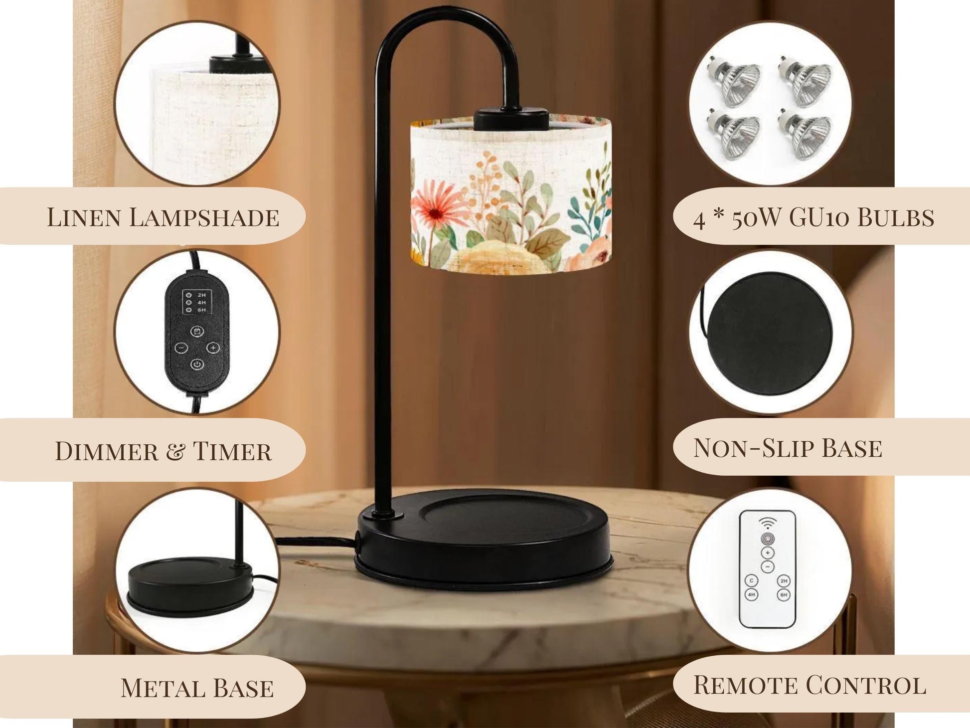 Candle Warmer Lamp For Nightstand Floral Candle Scented Soy Wax Warmer Candle Lamp Housewarming Gift For Her Rose Scent Candle Gift Idea Mom