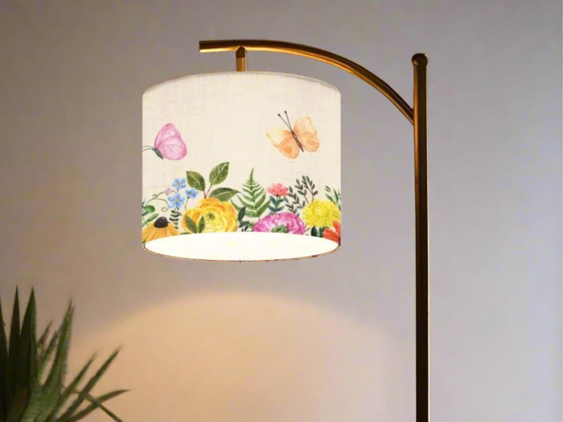 Arc Floor Lamp Modern Spring Butterflies Living Room Lamp Gift Housewarming Present Idea Flowers Design Bedroom Lighting Floor Lamp Gift