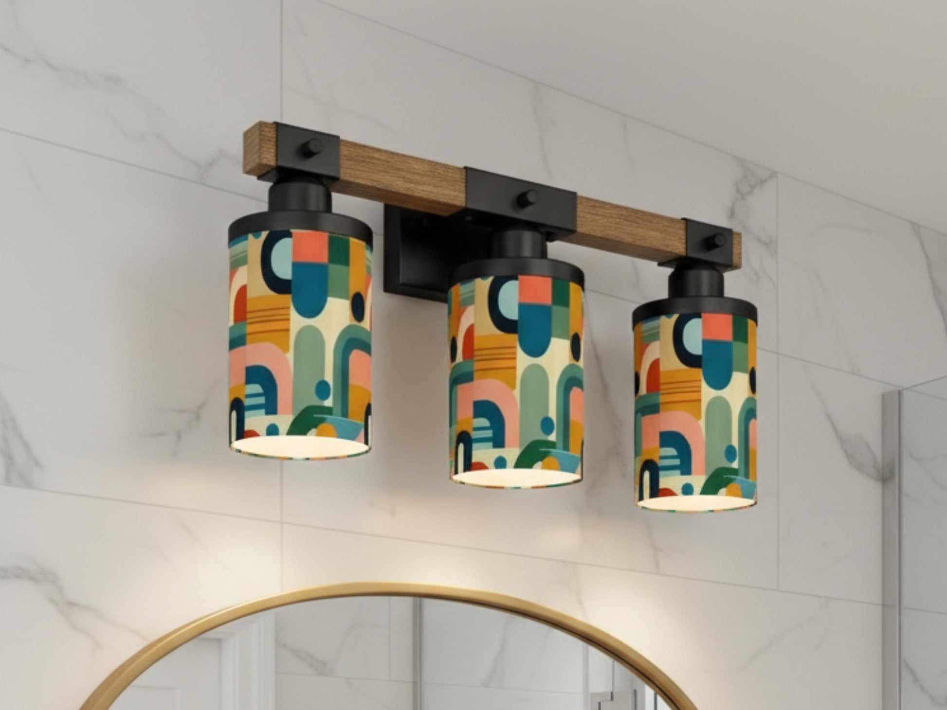 Luxury Bathroom Lighting MCM Vanity Light Fixture 3-Light Decorative Metal and Glass Restroom Light Midcentury Modern Orange Over Sink Decor