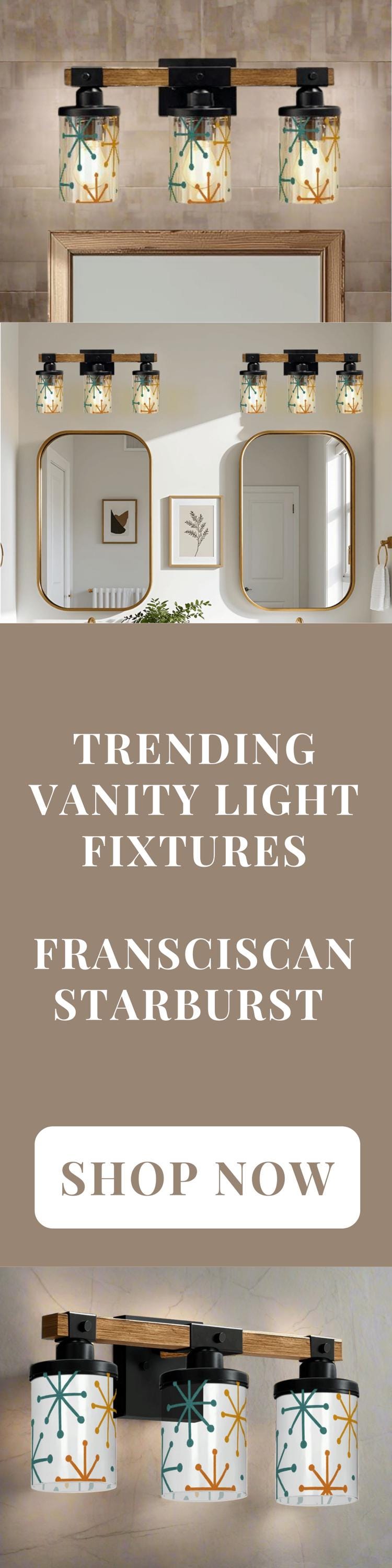 Bathroom Vanity Light Fixture Starburst 3-Light Farmhouse Luxury Bathroom Lighting Clear Glass and Metal Restroom Light Over Sink Decor