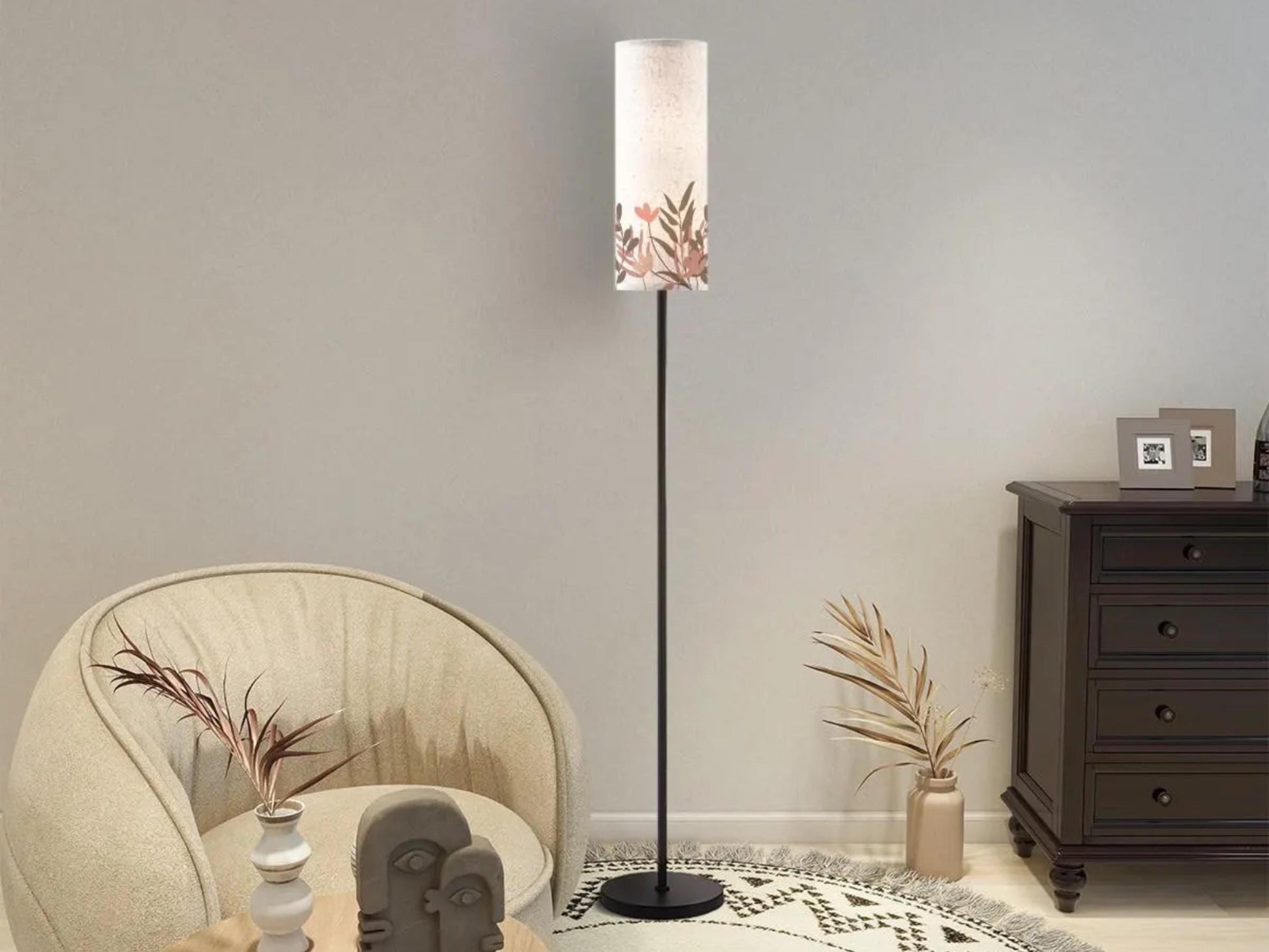 Mid Century Floor Lamp Wildflowers MCM Floor Lighting Tall Lamp Leaves Minimalist Accent Lighting Vintage Decor Floor Lamp Housewarming Gift