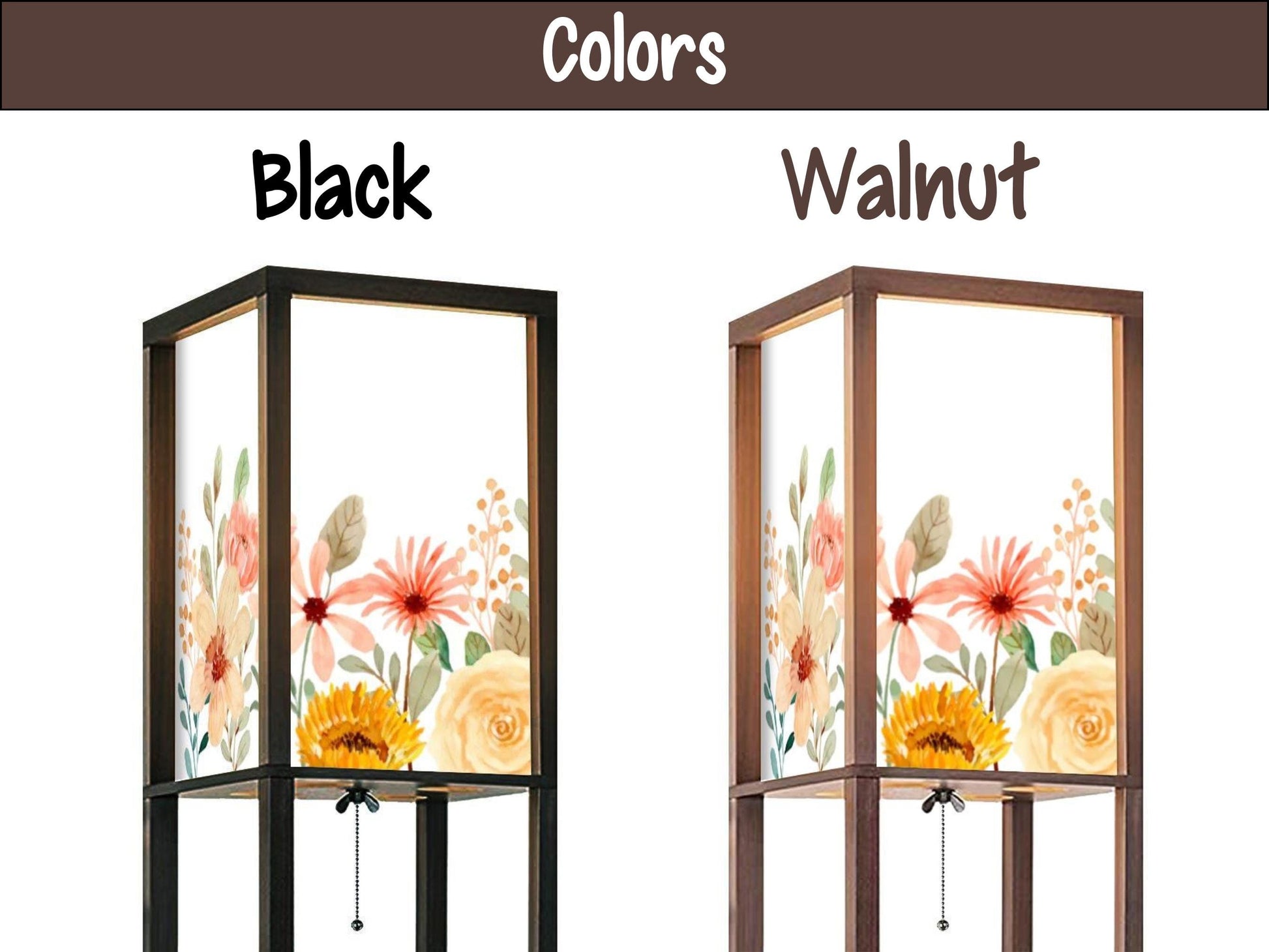 Floor Lamp Wooden Shelves Floral USB Floor Lamp Living Room Lighting Made in USA Floor Lamp With 3 Shelves Bedroom Lighting for Living Room
