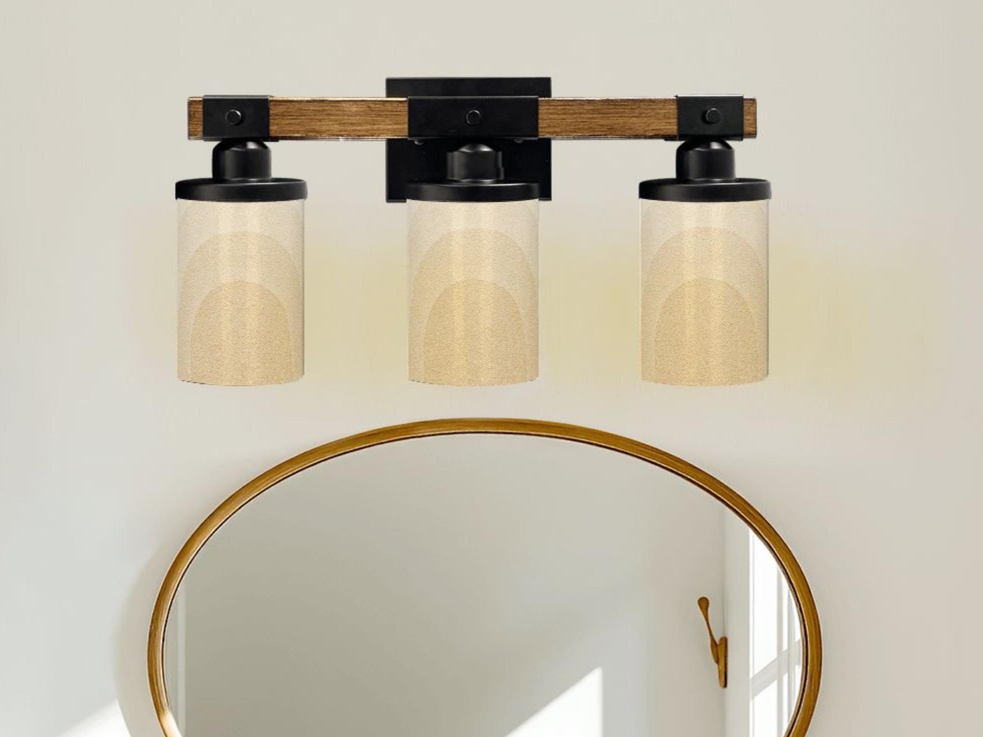 Luxury Bathroom Lighting Minimalist Vanity Light Fixture 3-Light Decorative Metal and Glass Restroom Light Sandy Arch Light Over Sink Decor