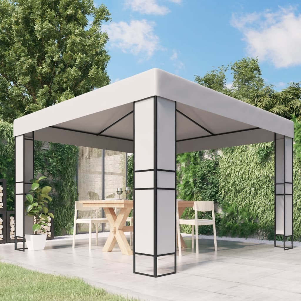 Gazebo with Double Roof 9.8'x9.8' in White