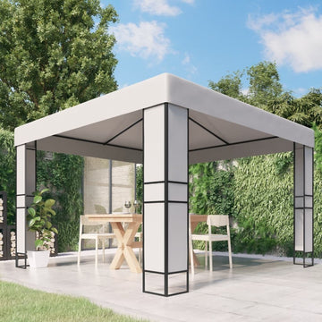 Gazebo with Double Roof 9.8'x9.8' in White