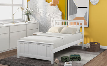 Wood Platform Bed - Twin Size in White