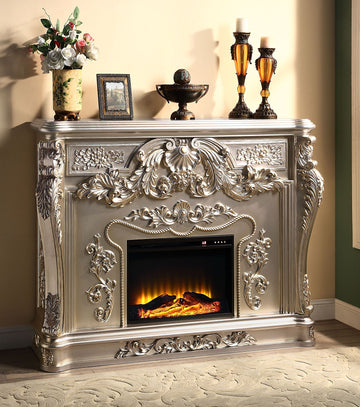 ACME Sorina FIREPLACE Silver & Gold Finish AC01619