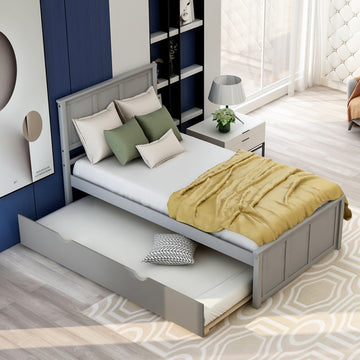 Platform Bed with Twin Size Trundle, Twin Size Frame