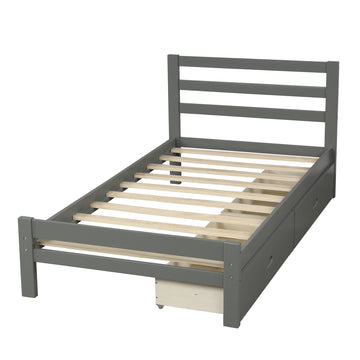 Wood platform Bed with Two drawers, Twin