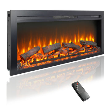 44 inch wall recessed electric fireplace with remote and Imitation Flame , LED light heater