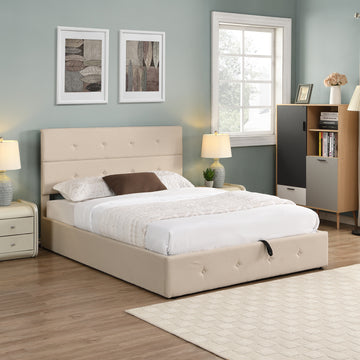 Upholstered Platform Bed with Underneath Storage,Queen Size