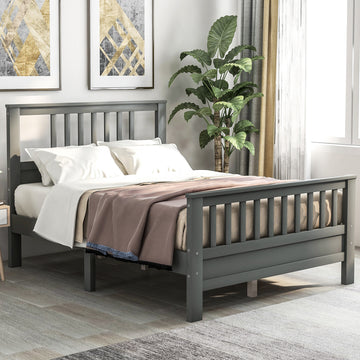 Wood Platform Bed with Headboard and Footboard