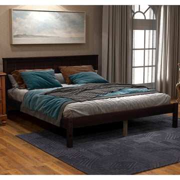 Platform Bed Frame with Headboard, Wood Slat Support, No Box Spring Needed, Full, Espresso