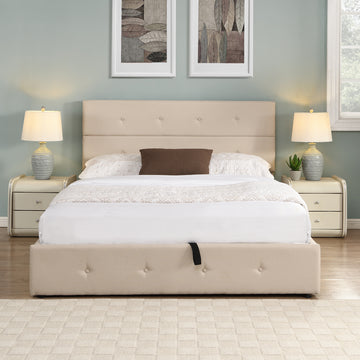 Upholstered Platform Bed with Underneath Storage,Queen Size