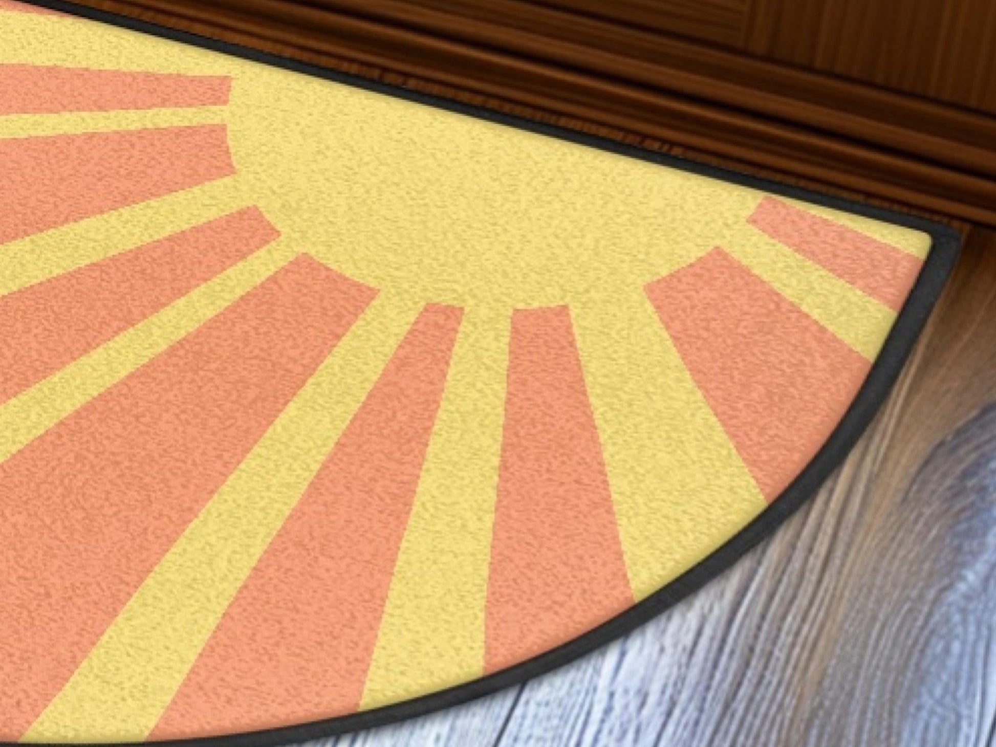 Midcentury Modern Entryway Rug Semi-Circle Retro Sunset Rug Indoor Design Carpet Accenty Welcome Mat Mid Mod Rug Soft Short Pile Midmod Rug