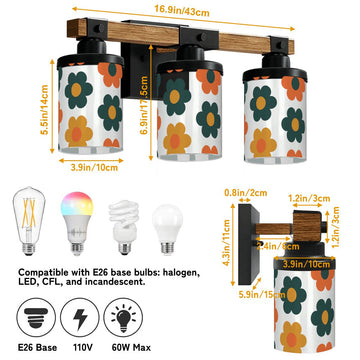 Retro Daisy Three-Light Vanity Fixture