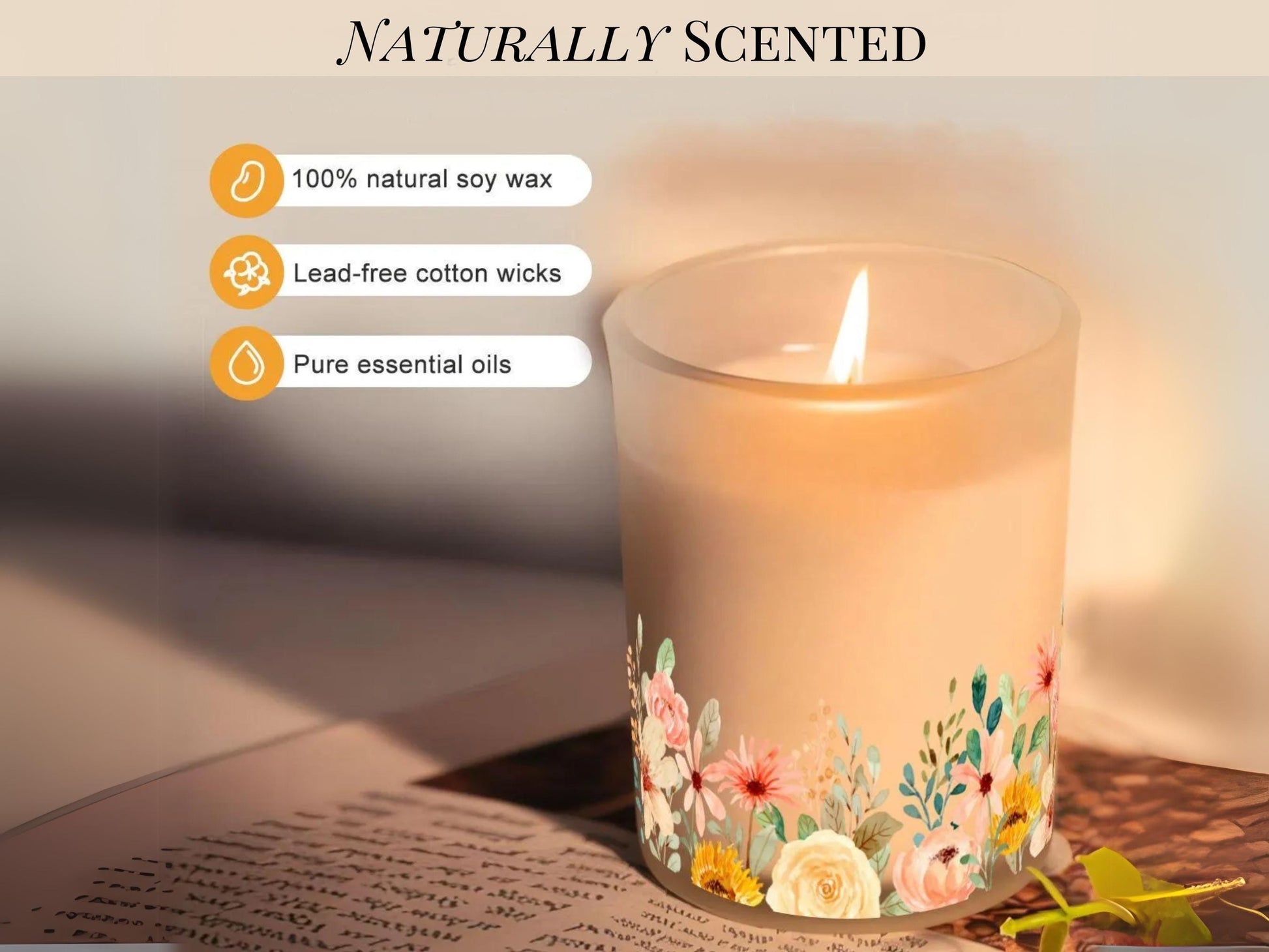 Candle Warmer Lamp For Nightstand Floral Candle Scented Soy Wax Warmer Candle Lamp Housewarming Gift For Her Rose Scent Candle Gift Idea Mom