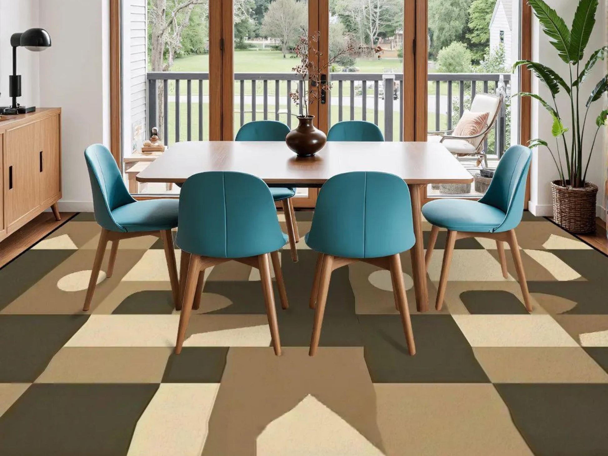 8ft x 10ft Large Area Rug in Brown Modern Large Living Room Rug Indoor Outdoor Design Carpet 96in x 120in Family Room Rug Soft Short Pile