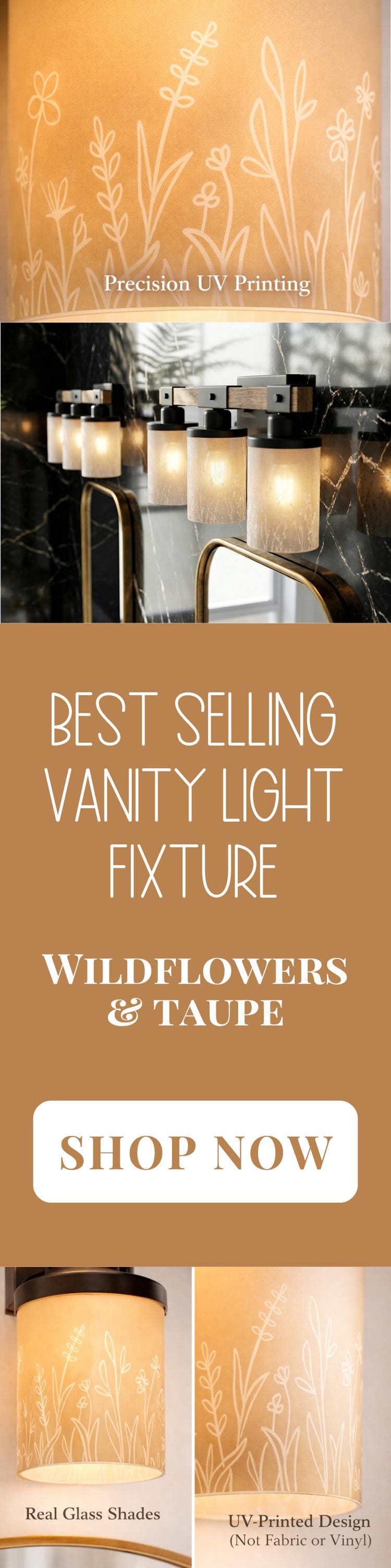 Vanity Light Fixture 3-Light Wildflower Floral Farmhouse Luxury Bathroom Lighting Flowers Metal and Glass Restroom Light Over Sink Decor