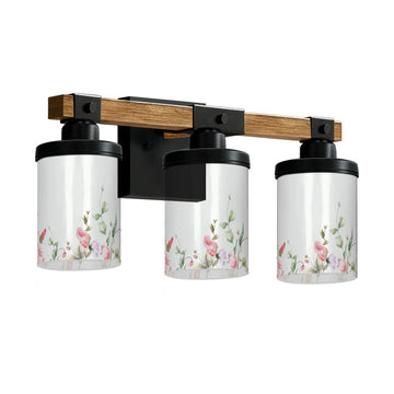 Delicate Pink Sprigs Three-Light Vanity Fixture