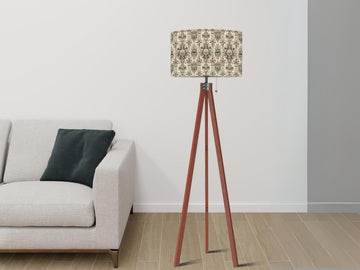 Floor Lamp Tripod Solid Wood Tall Lamp Fleur-de-lis French Royal Vintage Inspired Shade Living Room Lighting for Bedroom Home Decor Dining