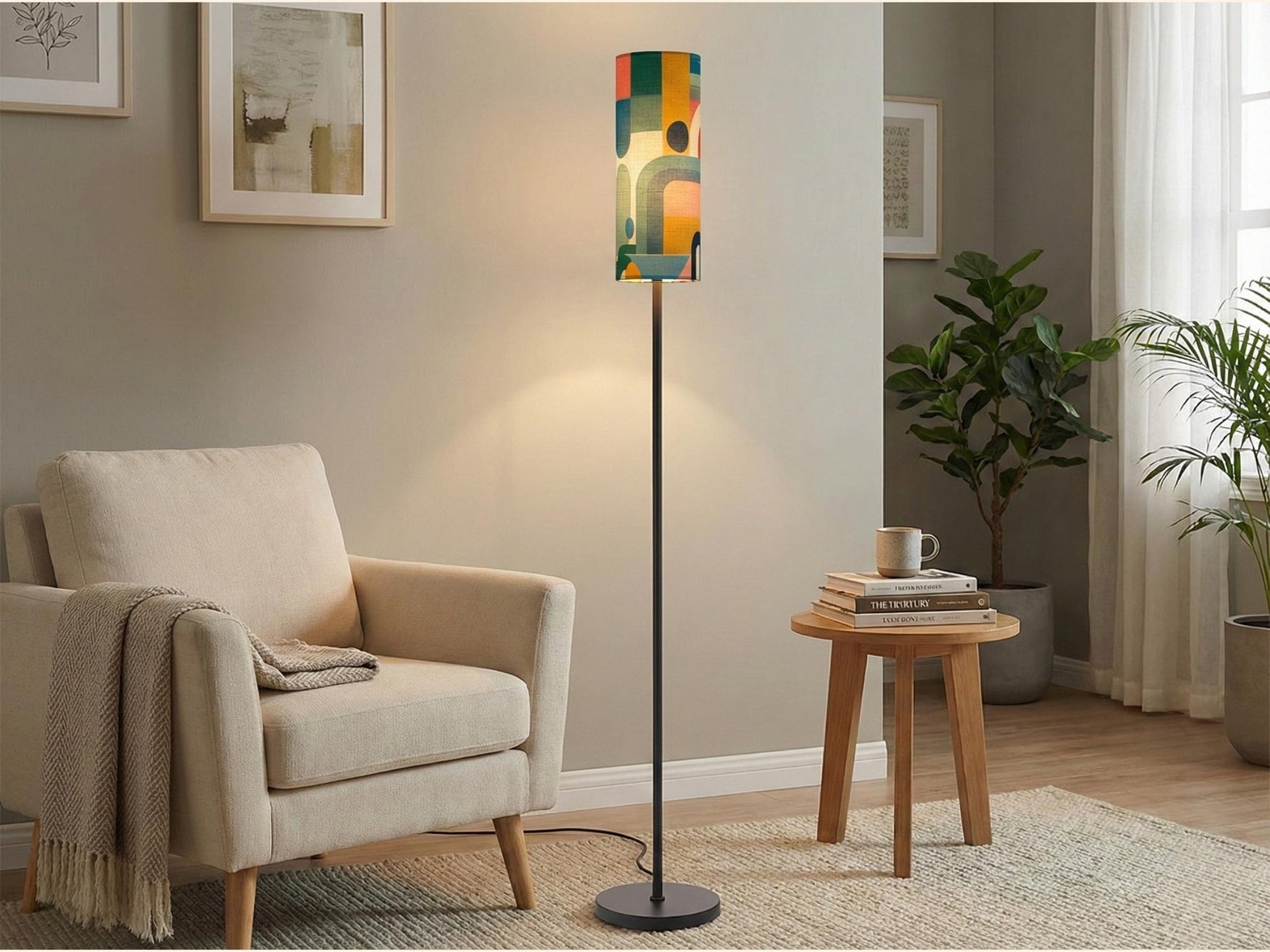 Floor Lamp Mid Century Modern Abstract Floor Lamp Retro MCM Floor Lighting Tall Lamp Geometric Minimalist Accent Lighting Vintage Mod Decor