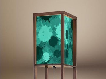 Teal Floor Lamp With Shelves - Wooden Frame Lighting, USB Ports & Remote Control