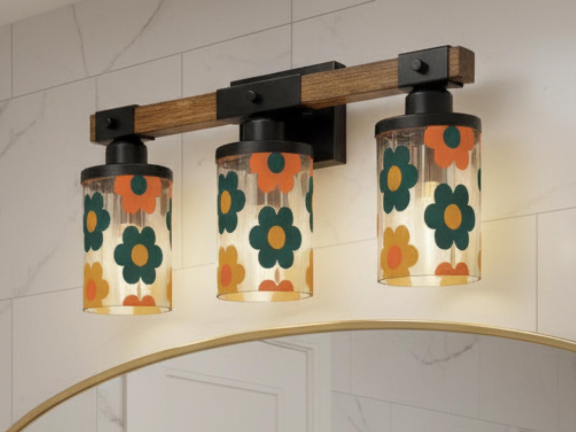 Luxury Vanity Lighting Mid Mod Bathroom Lighting Midcentury Modern 3-Light Decorative Metal and Glass Restroom Light MCM Over Sink Decor