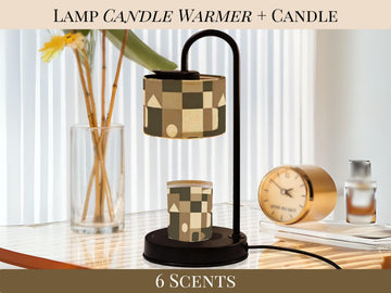 Candle Warmer Lamp Scented Soy Wax Warmer Candle Lamp For Nightstand Geometric Brown Candle Housewarming Gift For Her Scent Candle Gift Idea