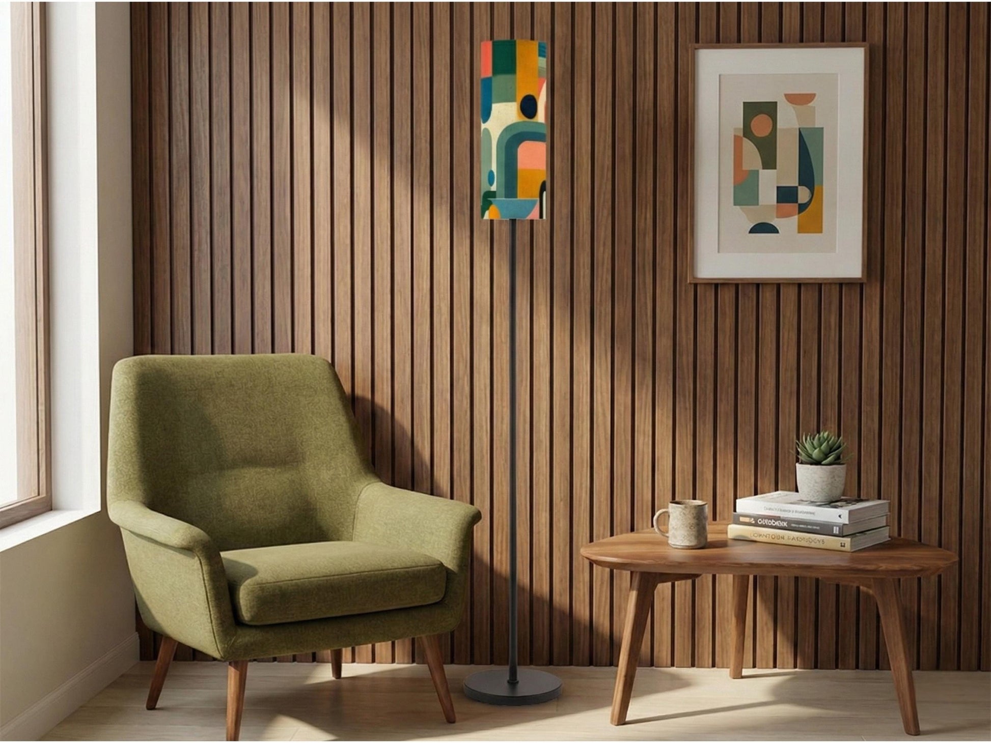 Floor Lamp Mid Century Modern Abstract Floor Lamp Retro MCM Floor Lighting Tall Lamp Geometric Minimalist Accent Lighting Vintage Mod Decor