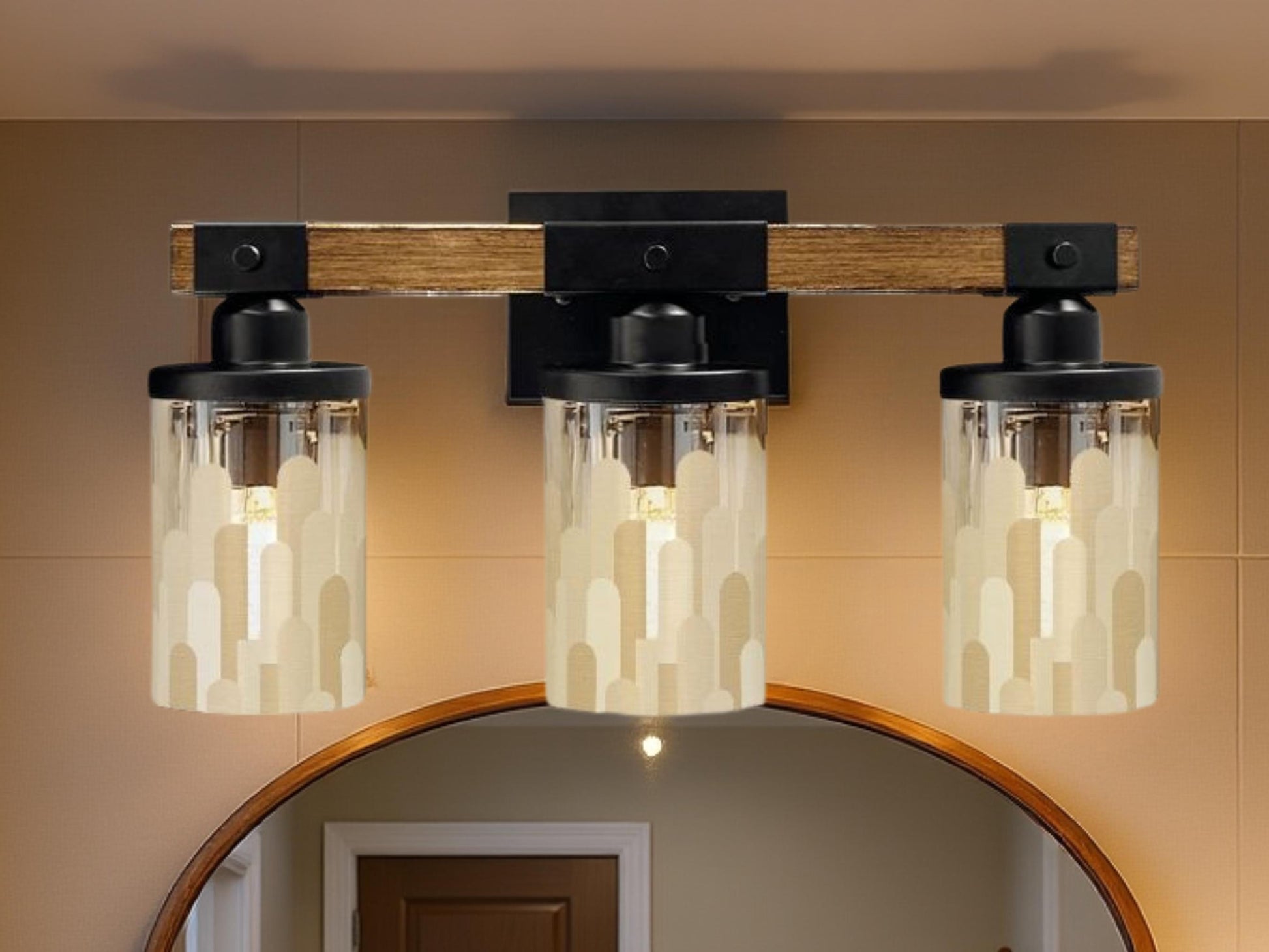 Bathroom Vanity Lighting Skyline Vanity Light Fixture 3-Light Decorative Metal and Glass Restroom Light City Sky Line Light Over Sink Decor