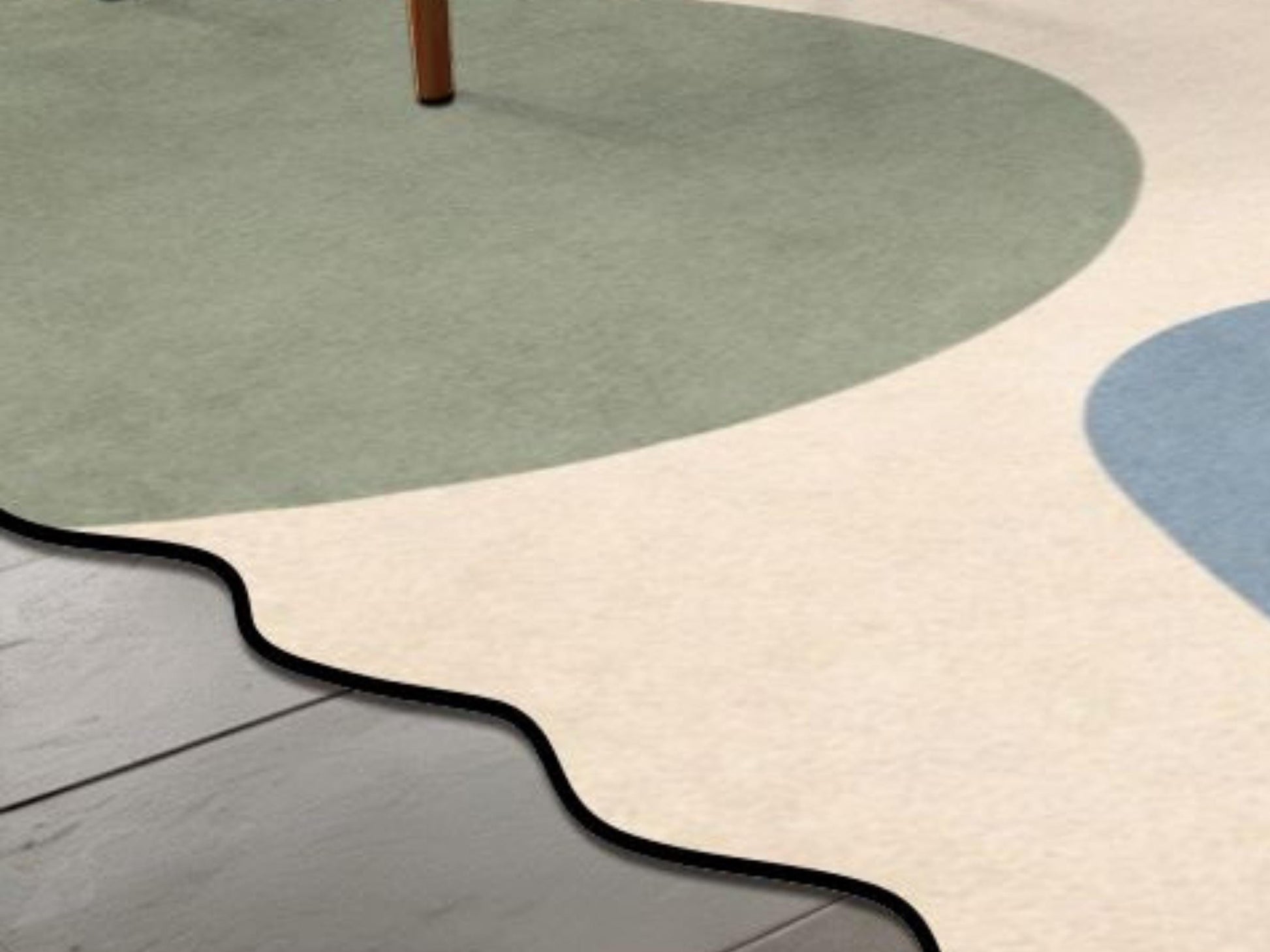 Organic Abstract Rug Scalloped Edge Area Rug Modern Scandinavian Rug Mid Century Designer Rug Neutral Living Room Rug Minimalist Carpet