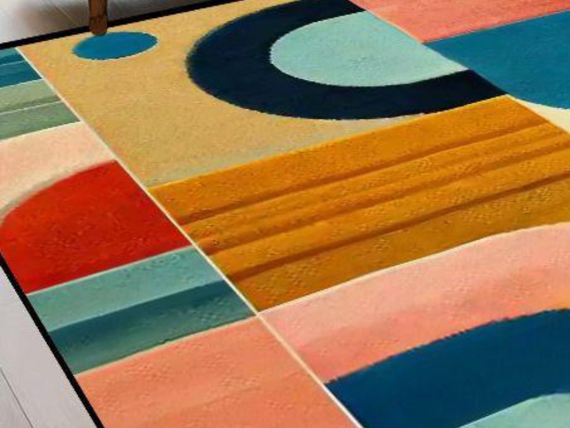 Large Area Rug Custom Size Midcentury Modern Living Room Rug Indoor MCM Design Carpet 96in x 120in Family Room Mid Mod Rug Soft Short Pile