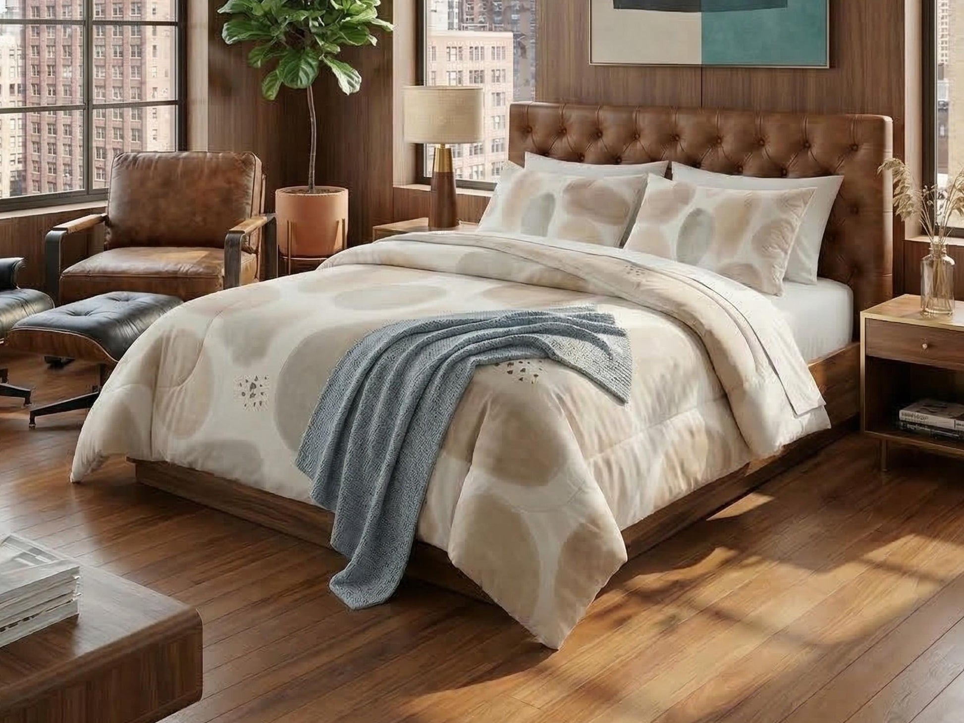 Comforter Set Neutral Organic Abstract Modern Minimal Bedding Cream Taupe Boho Bed Set Scandi Bedroom Decor King Queen Full Twin Pillowcase