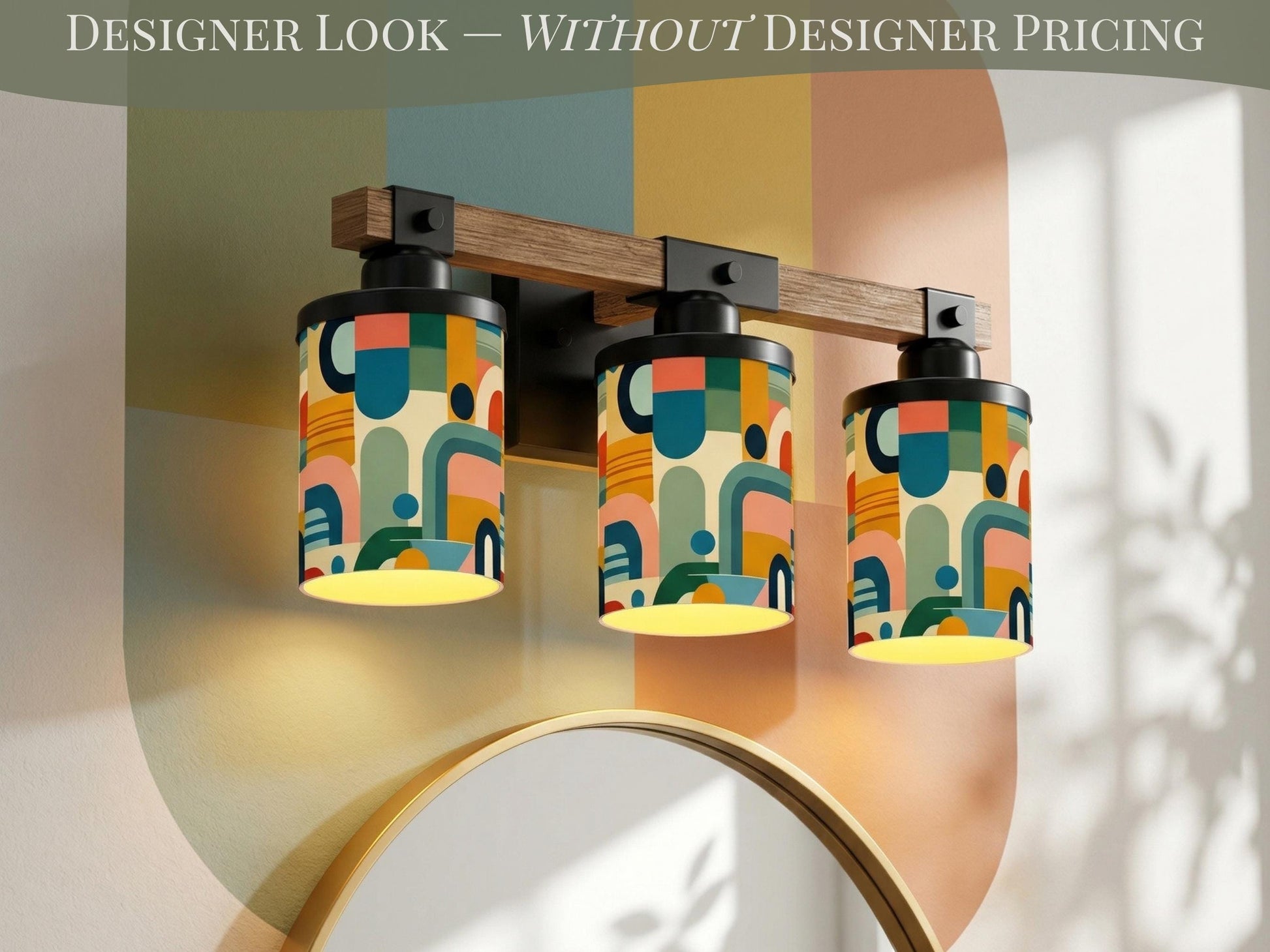 Luxury Bathroom Lighting MCM Vanity Light Fixture 3-Light Decorative Metal and Glass Restroom Light Midcentury Modern Orange Over Sink Decor