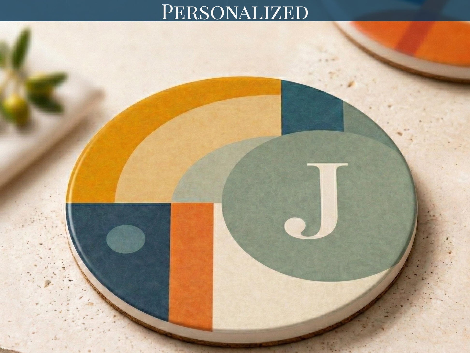 Mid Century Modern Coaster Set Retro Geometric Drink Coasters Abstract Arch Design Modern Home Decor Designer Coasters Set of 2 Set of 4